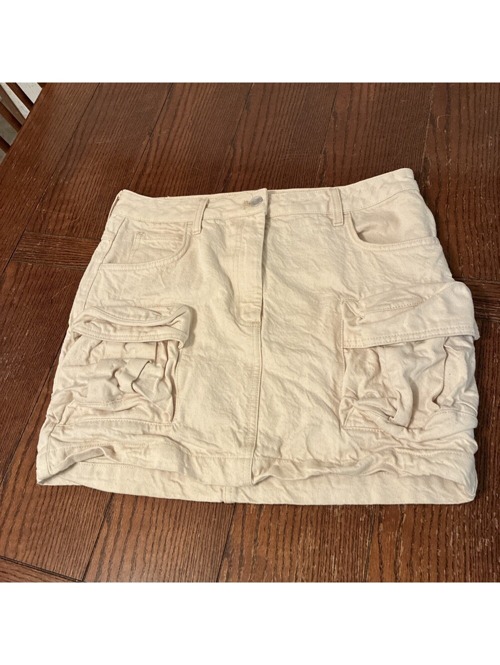 Pilcro Phila Anthropologie Cargo Mini Skirt Women’s 10 Beige Denim Utility